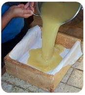 Pouring soap into mold